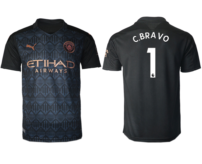 Men 2020-2021 club Manchester City away aaa version #1 black Soccer Jerseys->manchester city jersey->Soccer Club Jersey